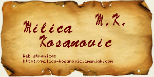 Milica Kosanović vizit kartica